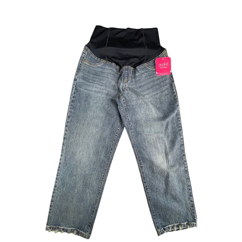 Isabel Maternity Jeans Womens 8 Blue Denim Vintage Straight Full Panel NWT